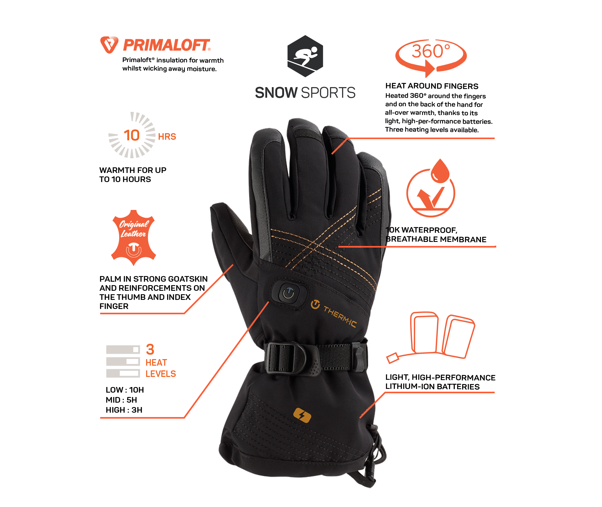 Therm-ic ULTRA BOOST - Guantes calefactables + baterías mujer black -  Private Sport Shop